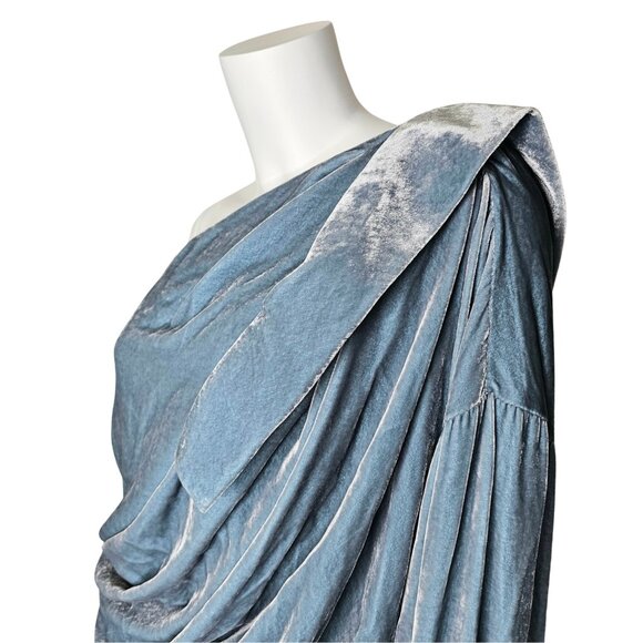 HELLESSY "Amalie" Smokey Blue Velvet One-Shoulder Top | US 6 | Retail $920 NWT - Picture 5 of 12